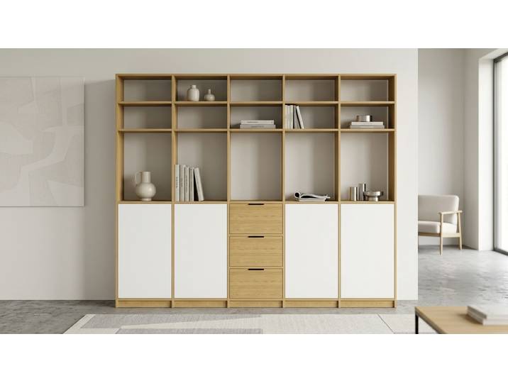 Bibliothèque en bois massif sur mesure avec votre menuisier en ligne Chêne Naturel huilé