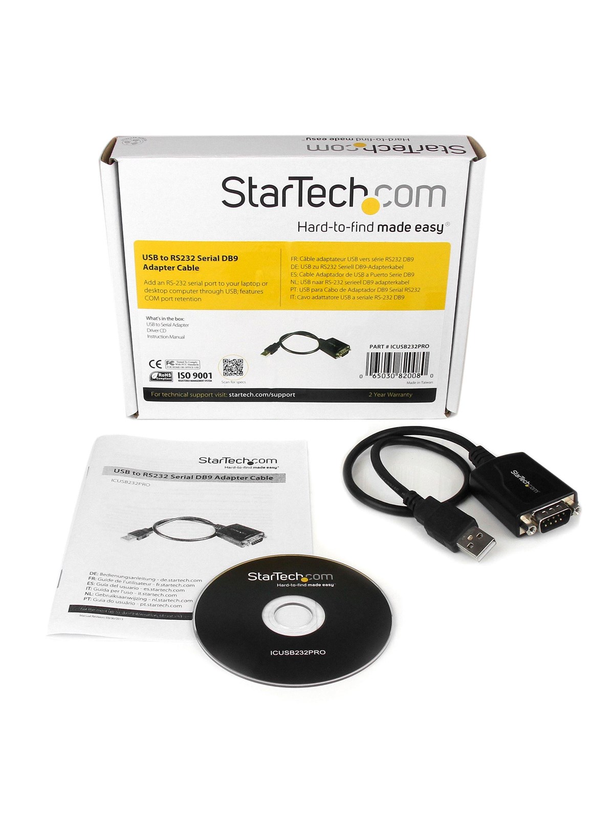 StarTech.com 1 ft USB zu RS232 Serial DB9 Adapter Kabel mit COM Retention