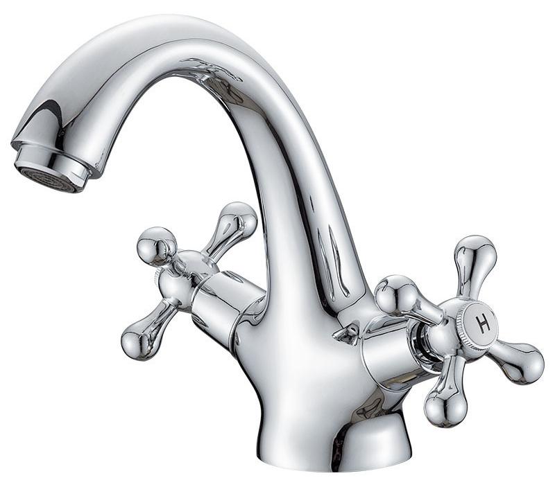Vintage-Waschtischarmatur aus massivem Messing, Doppelgriff, klassischer Vintage-Stil, Warm- und Kaltwasser, Standard-G1-Installation/