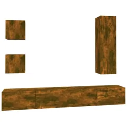 vidaXL 5-tlg. TV-Schrank-Set Räuchereiche Holzwerkstoff
