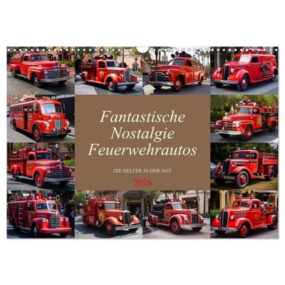 Fantastische Nostalgie Feurwehrautos (Wandkalender 2026 DIN A3 quer), CALVENDO Monatskalender