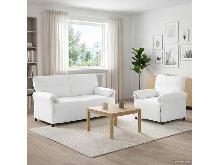 Ensemble de Canapés 2 pc Blanc Tissu 3424868