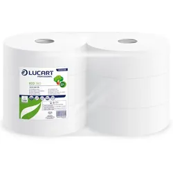Toilettenpapier Großrolle Lucart Eco 380 2-lagig, 6 Rollen/Paket, 380m