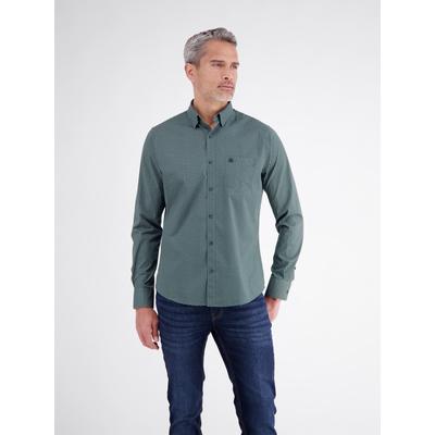 Langarmhemd LERROS "Sportives Herrenhemd mit lebendigem Printmuster", Herren, Gr. XXL, Normalgrößen, grün (basil grün), 97% Baumwolle, 3% Elasthan, Hemden