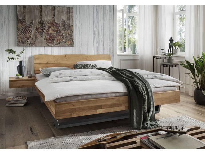 Doppelbett Kopfteil Baumkante 'Astoria III' 180x200cm Wildeiche geölt