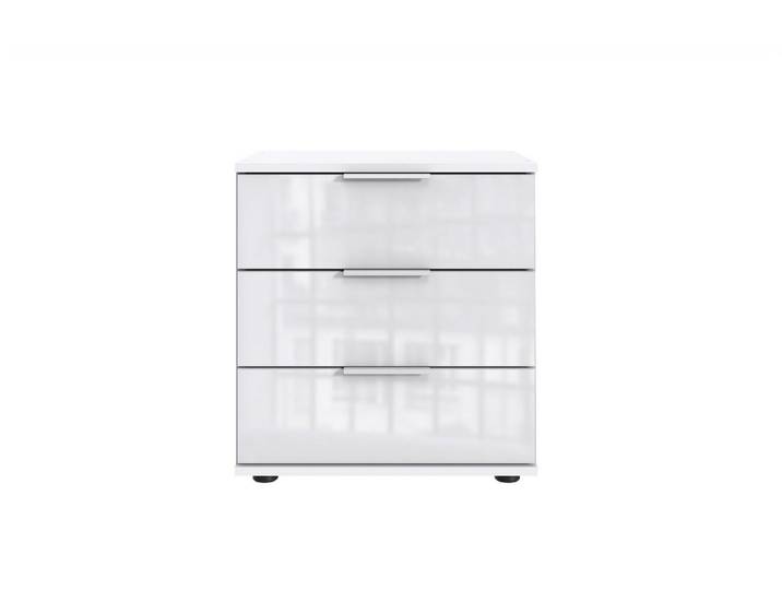 freiraum Nachtschrank Danzig in WEISS + GLAS WEISS - 52x58x38cm (BxHxT)