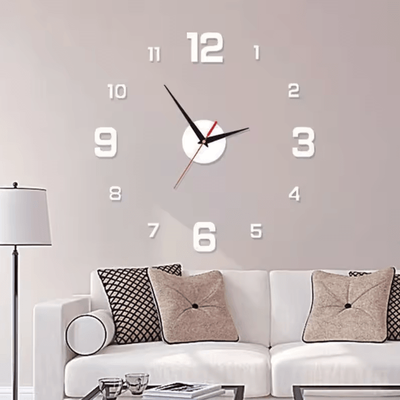 Uplift Curations Large 3D DIY Wall Sticker Clock Modern Frameless Silent Home Decor a silver