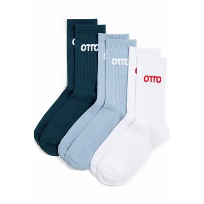 Tennissocken OTTO PRODUCTS "OTTO", Damen, Gr. 35-38, blau (weiß, blau, petrol), Baumwollmischung, bestickt, Socken Tennissocken, Unisex, sportlicher Stil, mit Stickerei, das Otto Original