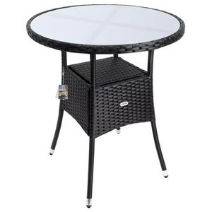 CASARIA Gartentisch 105691, schwarz, UV-beständig, rund, aus Glas, (Ø/H) 60 x 74 cm