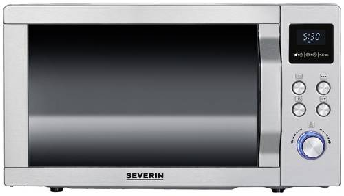 Severin MW 7774 Mikrowelle Edelstahl (gebürstet), Silber 900W Grillfunktion, mit Pizzafunktion, Heißluft-Funktion