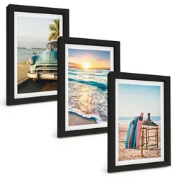 BILDER SET 3er Set - 20x30 cm Schwarzer Rahmen - Sonnenuntergangsurlaub in Miami