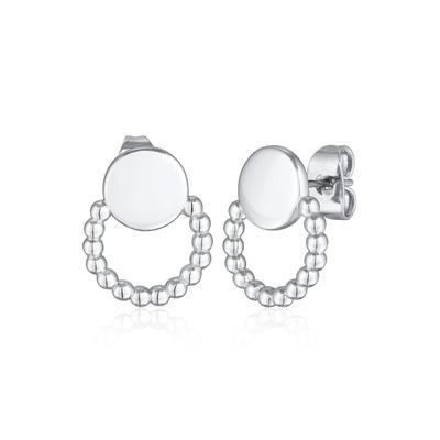 Paar Ohrstecker ELLI "Ohrringe Plättchen Dots Kreis Design Messing Silberfarben" Gr. 9, silber, Ohrringe, Damen, 9, ohne Stein, Messing