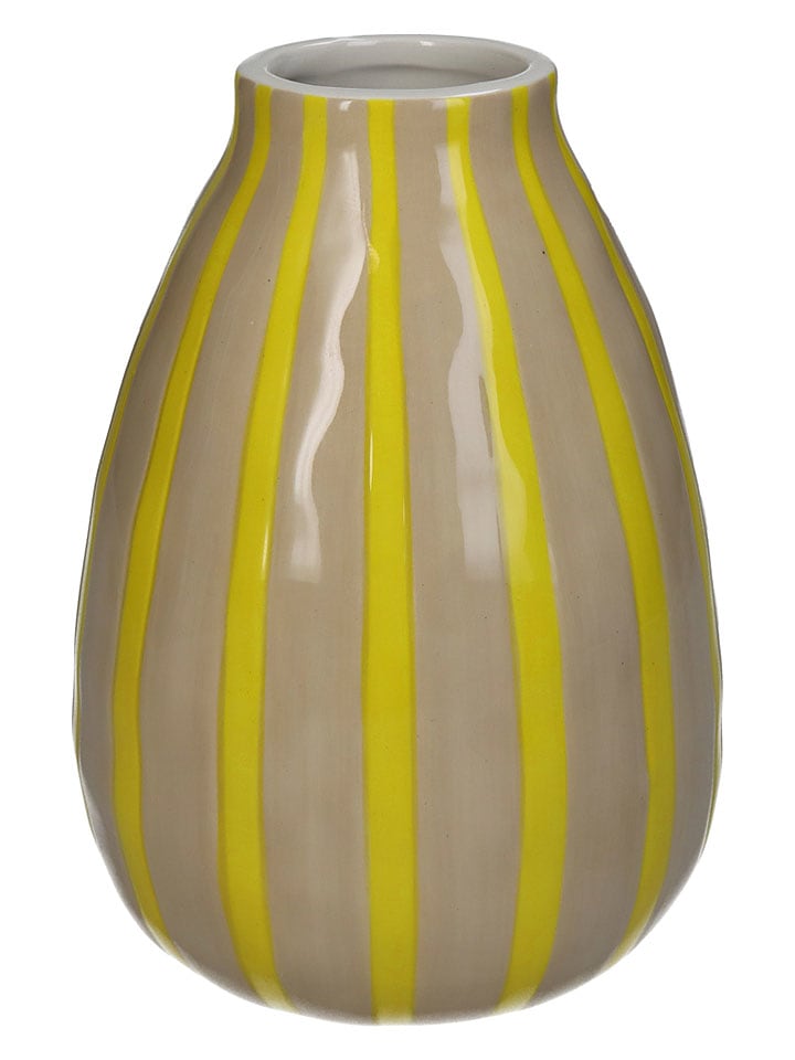 Kersten Vase "Stripe" in Beige/ Gelb - (H)18 x Ø 12 cm - onesize