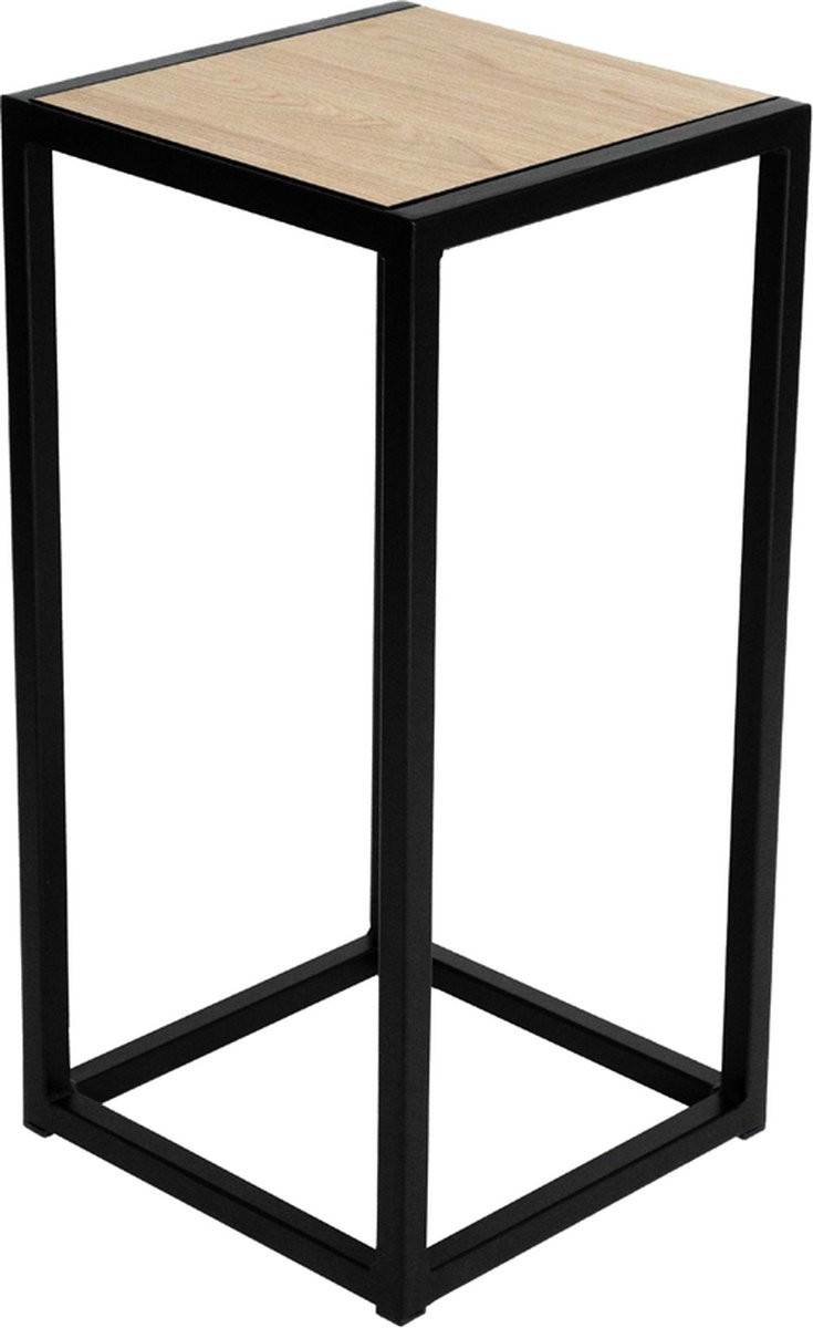MYOP Interiors Bijzettafel - Zwart - Eik en Metaal - B/D/H: 30 x 30 x 60 cm