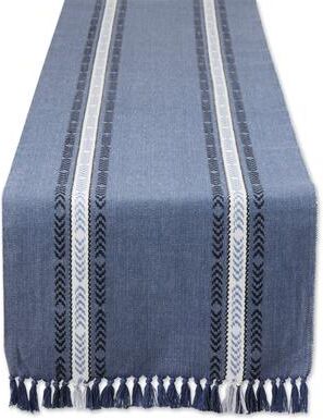 DII Dobby Striped Fringe Ribbed Table Runner
