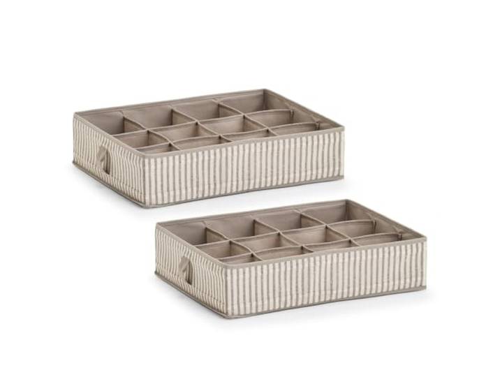ZELLER PRESENT SCHÖNER LEBEN. PRAKTISCH WOHNEN. Aufbewahrungsboxen 'Stripes', 12 Fächer, 2er Set