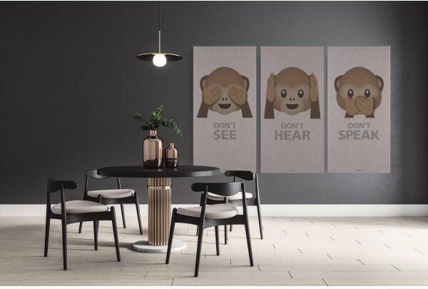 FibroTech Akustikbillede Don'T Speak, 9mm, 60x120cm, Lysegrå