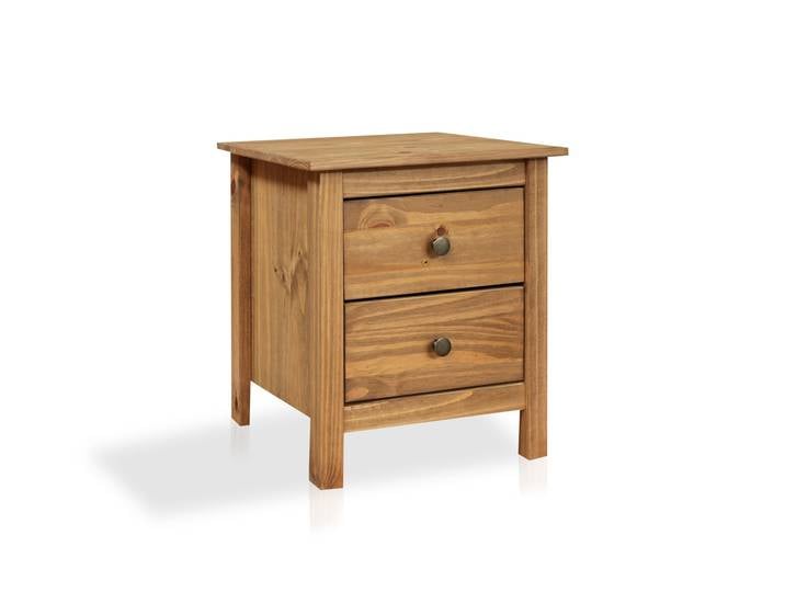 TOBINO Nachtkommode mit 2 Schubladen, Material Massivholz