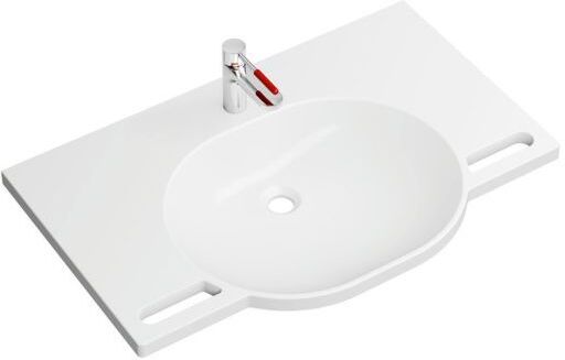 Hewi Mineralguss-Waschtischset 950.19.01533 85x55cm, weiß, mit Waschtischarmatur, rubinrot