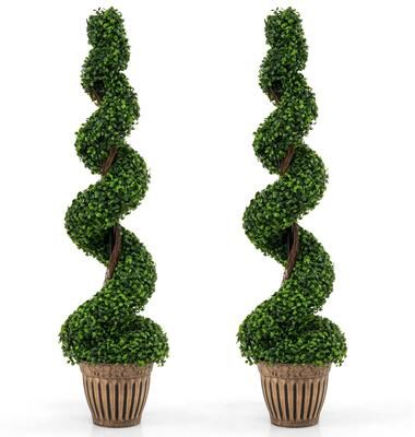 1/2 PCS Artificial Boxwood Spiral Trees Plant Decor for Home Office