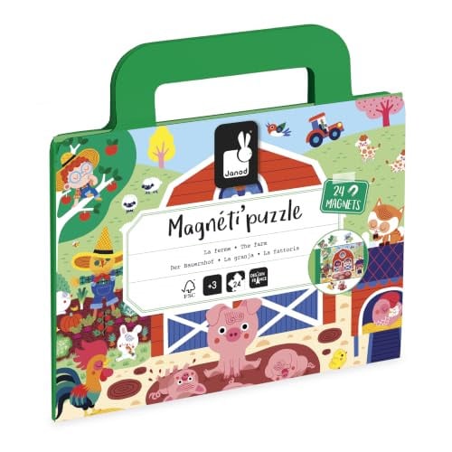 Janod Magneti'Puzzles Boerderij magnetische puzzel voor kinderen, 24 stukjes