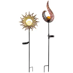 2x LED Außenleuchte Steckleuchte Gartenleuchte Solar Braun Metall H 81,5 cm