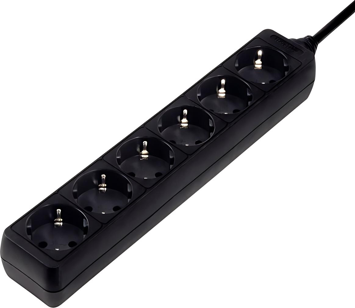 Hama 30393 6-voudige stekkerdoos zwart