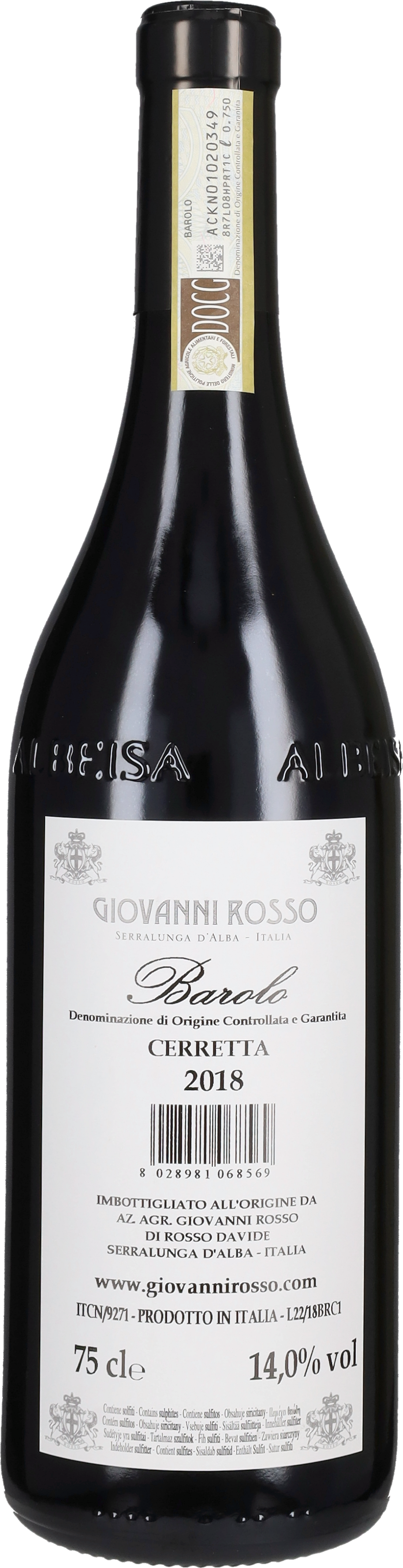 Rosso Giovanni Barolo 'Cerretta' Giovanni Rosso 2018