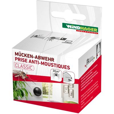 Insektenabwehrgerät WINDHAGER "für Mücken, Mückenabwehr Classic, Mückenstecker", weiß (schwarz), B:6cm H:6cm T:9cm, Tierfernhaltegeräte, hält Mücken in Innenräumen mithilfe von ultrahohen Tonfrequenzen fern