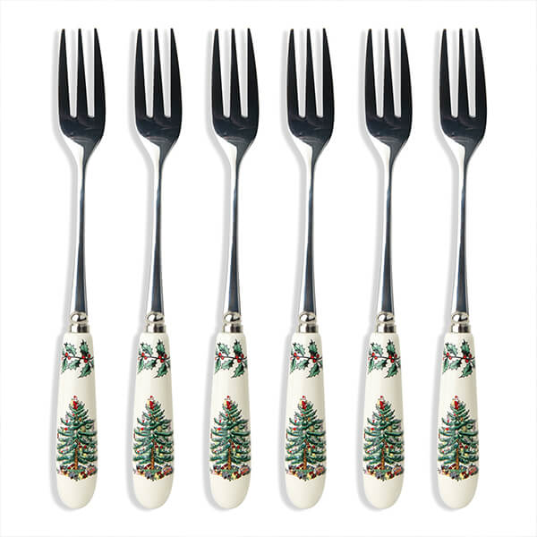 Spode Christmas Tree Set Of 6 Pastry Forks