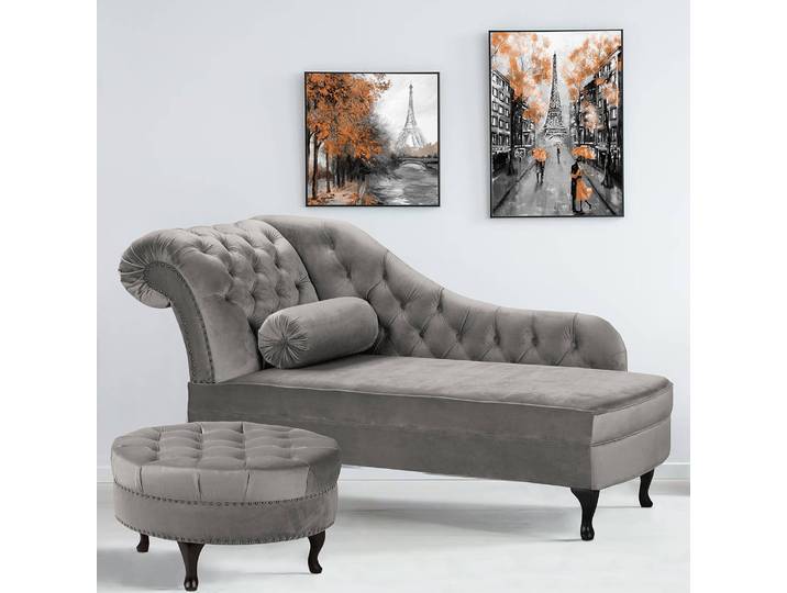 Repose-pieds Dalane 80 x 80 x 45cm Gris Velours Ravi: Taupe