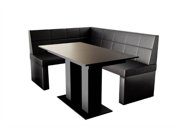 Fun Möbel Eckbankgruppe Eckbankgruppe „BLAKE“ Größe 168x128cm mit Tisch Schwarz, ausziehbarer Tisch