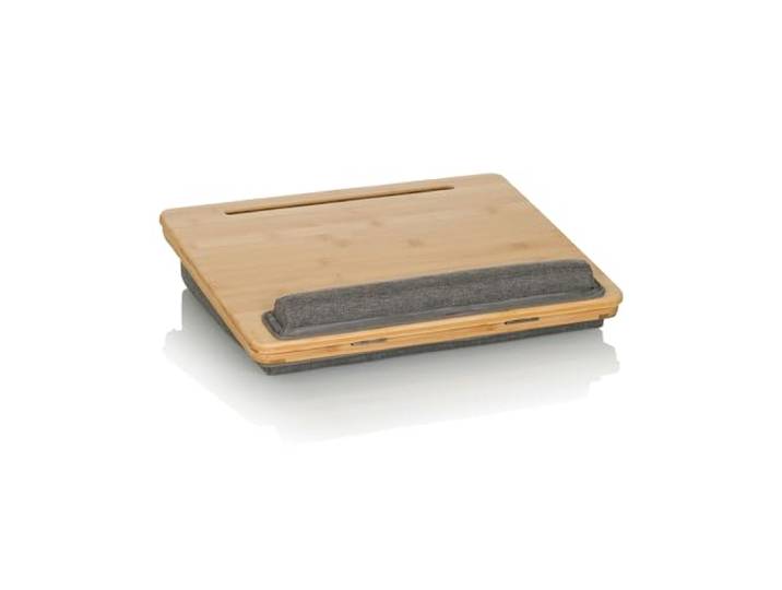 hjh OFFICE Laptopunterlage COMFILAP III Bambus Laptopkissen 4-Fach verstellbar, Knietablett mit Handauflage, Geräte bis 21 Zoll, Grau