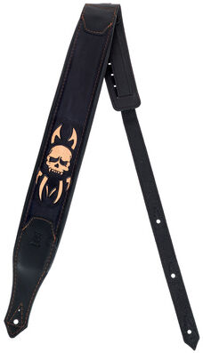 Minotaur Hand Tooled Skull Guitar Strap Schwarz