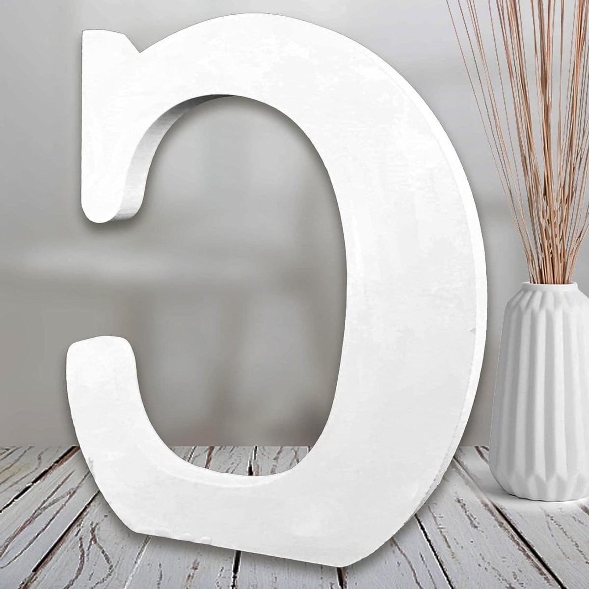 Houten Letter Decoratie Wit - Ambachtelijke Zelfstandige Letter voor Tafeldecoratie - Hoogte: 20 cm
