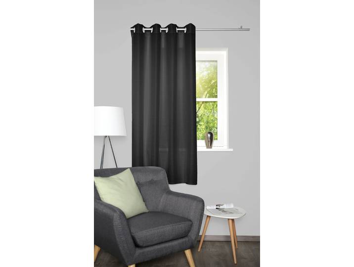 Vorhang HOME BASICS BENOGA , schwarz, B:135cm H:175cm, Polyester, Gardinen, Vorhang, Ösenschal, Uni, Dekostruktur