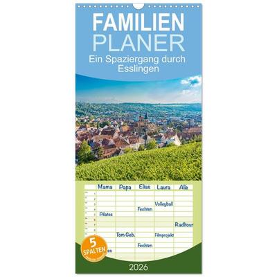 Familienplaner 2026 - Ein Spaziergang durch Esslingen mit 5 Spalten (Wandkalender, 21 x 45 cm) CALVENDO