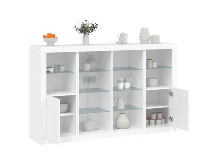 LPERTGFHU Sideboards mit LED-Beleuchtung, 3er Set Anrichte, Weiß Holz RGB Lichtsteuerung, Reichlich Stauraum, Vielseitige Kombinationsmöbel