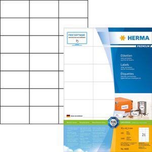 Herma Premium 4668 100 Etiketten weiß 70 x 42.3, 2100 Stück