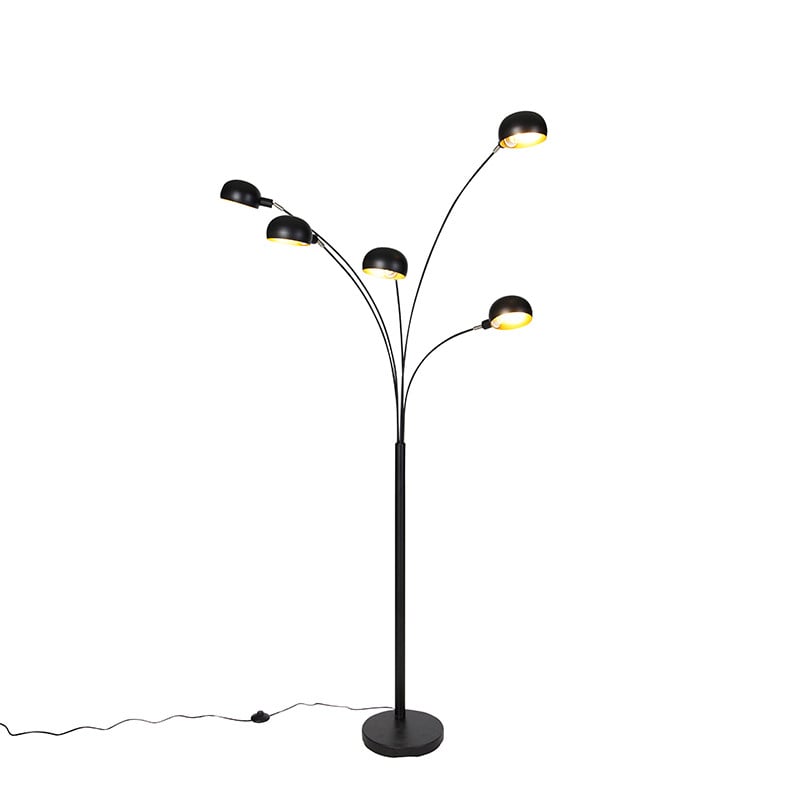 Qazqa Sixties Design vloerlamp zwart, 5-lichts, dimbaar, metaal