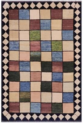 Treasured Knots Chromatic Mosaic Gabbeh Hand Knotted Wool Rug