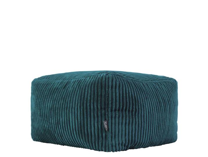 Pouf repose-pieds carré velours côtelé bleu canard