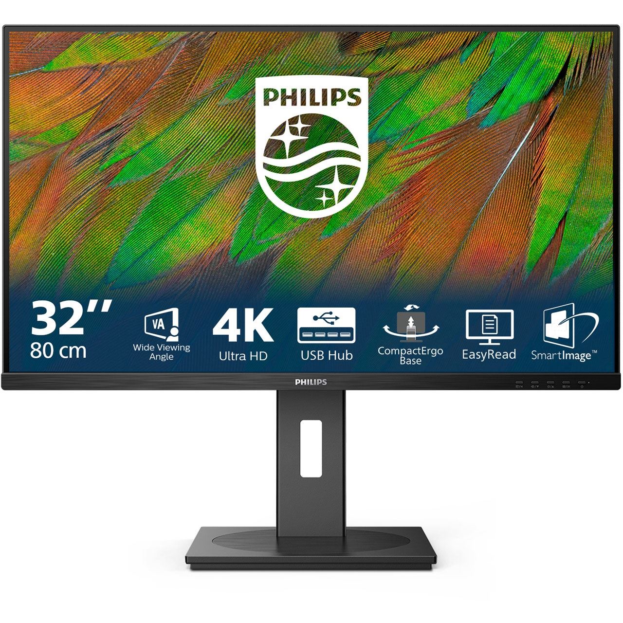31.5" (80,01cm) Philips 32B1N3800 schwarz 3840x2160 1xDisplayPort 1.4 / 2xHDMI 2.0