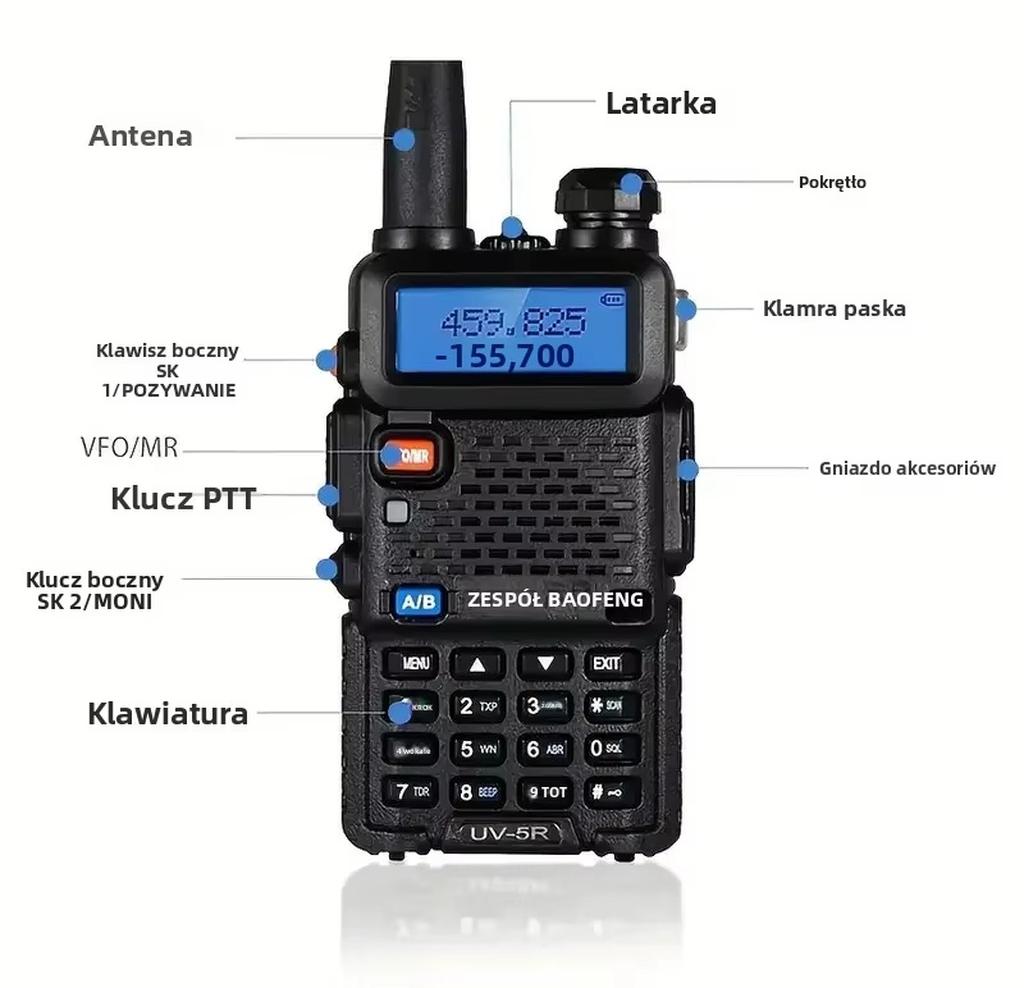Walkie-Talkies - UV-5R - 6er-Set - 5 W - Dualband UHF/VHF - Akkus inklusive - Für Jagd, Wandern und Klettern