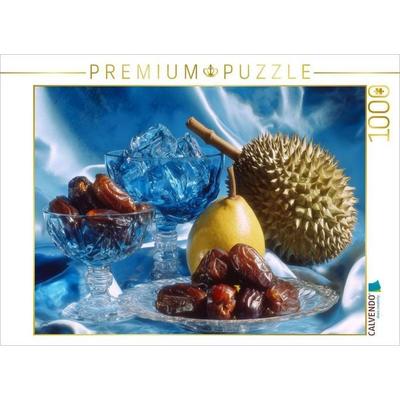 CALVENDO Puzzle Stillleben mit Datteln, Durian und Birne | 1000 Teile Lege-Größe 64x48cm Foto-Puzzle für glückliche Stunden