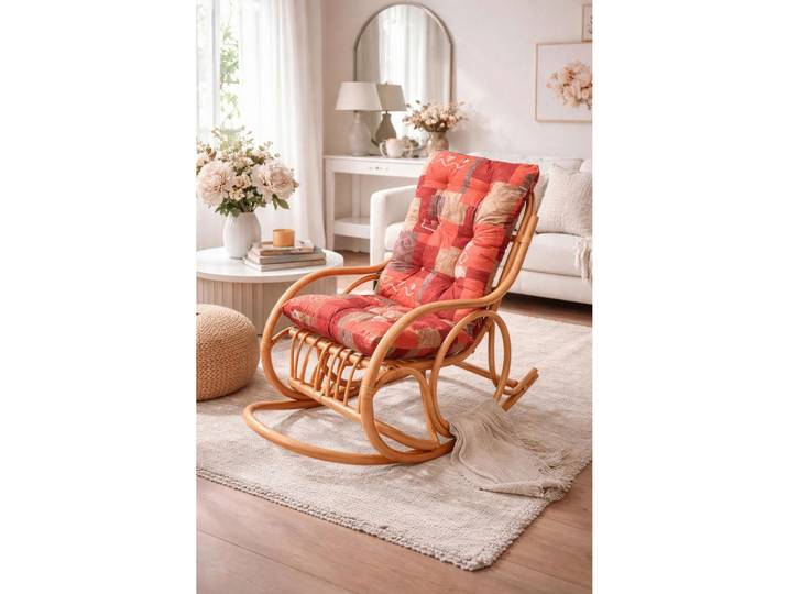 Mid.you Relaxsessel, Honig, Rattan, massiv, Uni, Füllung: Vlies, 118x62x97 cm, Schaukelfunktion, Wohnzimmer, Sessel, Relaxsessel