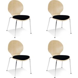 Nowy-Styl Besucherstuhl Cafe VI Plus, stapelbar, Vierfußstuhl, Holz/Stoff, buche/schwarz, 4 Stück