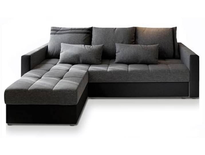 Masseno Ecksofa KOS PIK mit Schlaffunktion L-Form, Sofa mit Bettkasten, Wohnzimmersofa, Couch, Soffa, Bettsofa, Couchgarnitur- Hellgrau, SAWANA 21 + MADRYT 9100