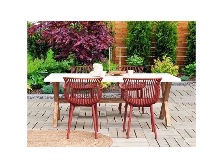 Lot de 4 chaises de jardin rouges PESARO