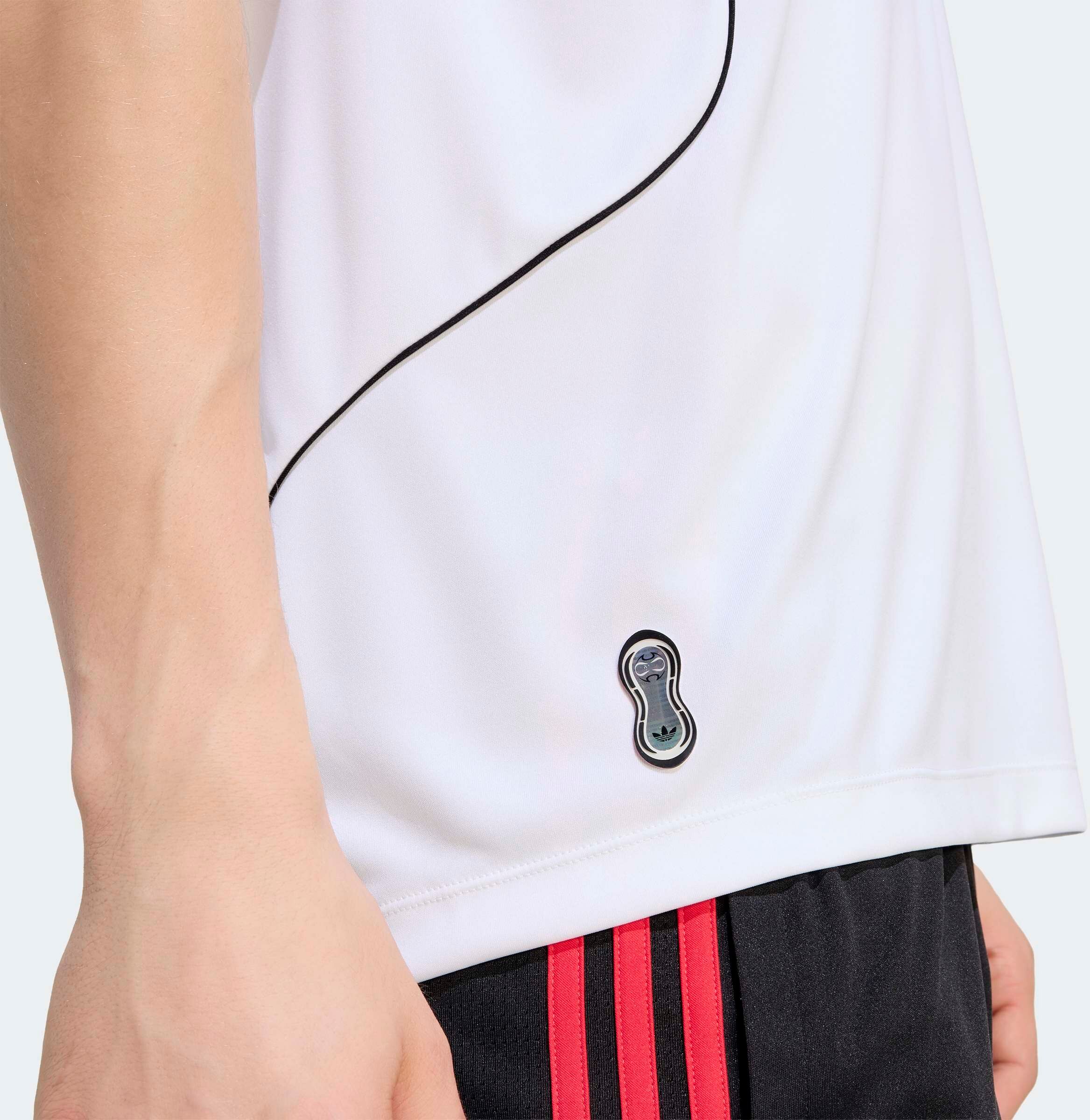 Poloshirt ADIDAS ORIGINALS "TEAMGEIST 26", Herren, Gr. M, weiss (weiß, pure ruby), Obermaterial: 100% Polyester, Rundhals, Shirts Poloshirt weiß, pure ruby M